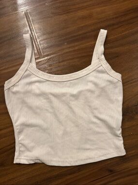 Women’s White Ribbed Tank Top - Classic Crop